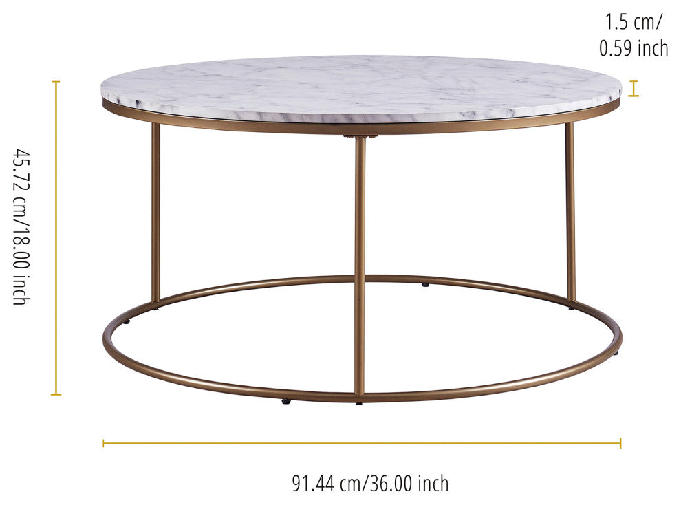 Versanora Marble-Look Round Coffee Table