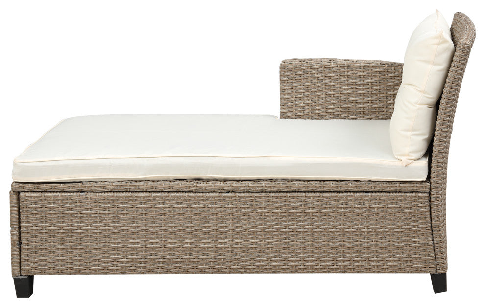 Gewnee Conversation Set Wicker Ratten Sectional Sofa, Beige