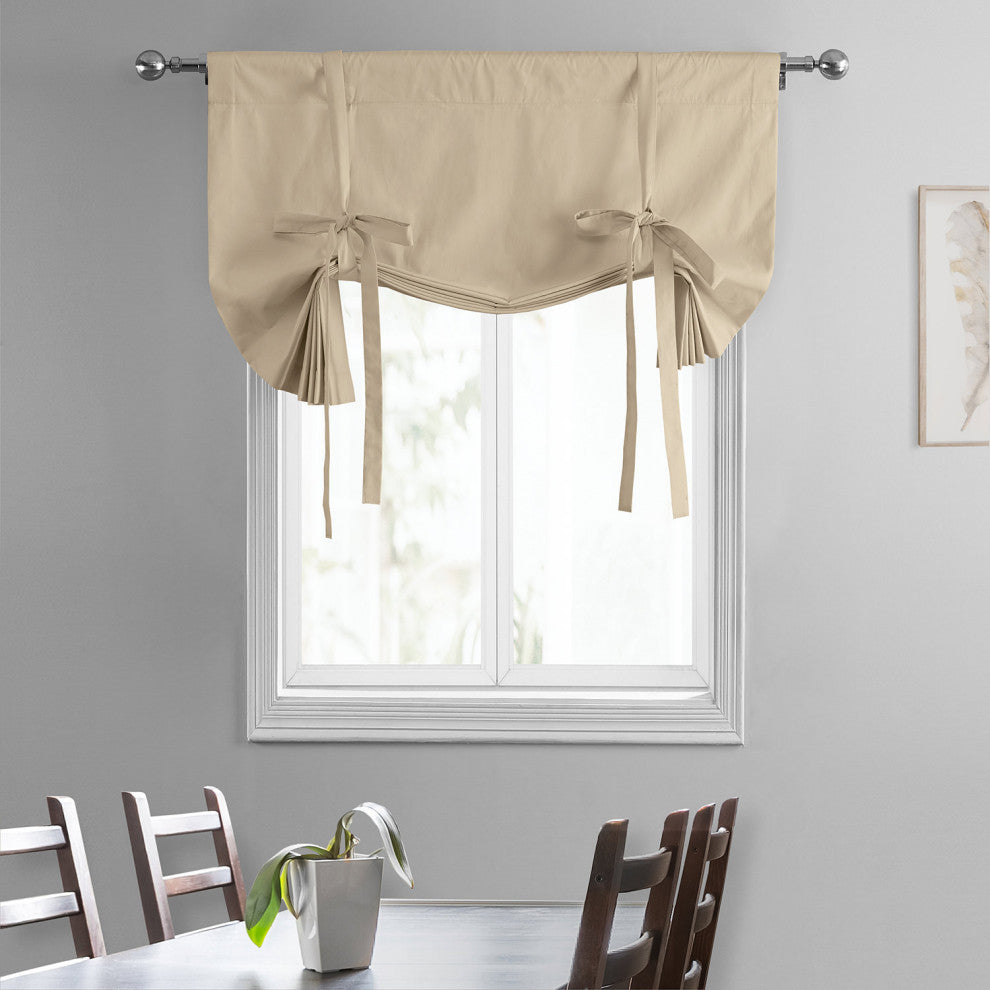 Solid Cotton Tie-Up Window Shade Panel, English Cream, 46x63