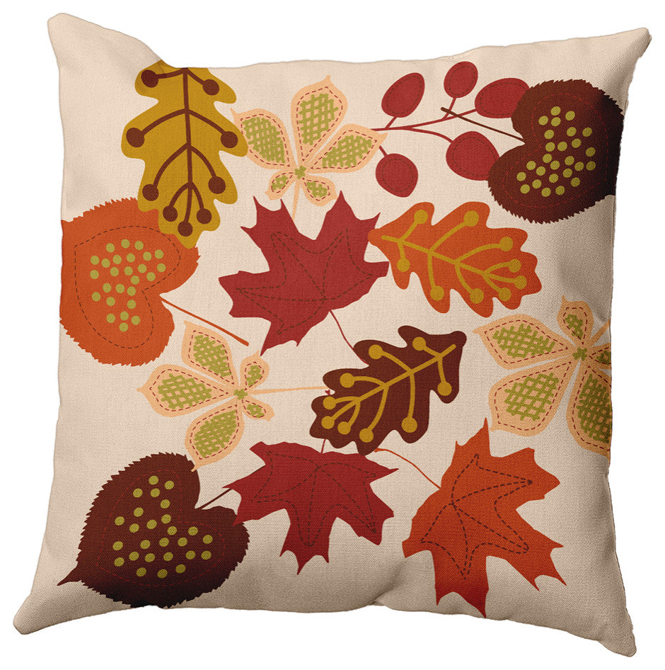 18" x 18" Fall Leaves Decorative Throw Pillow, Sienna