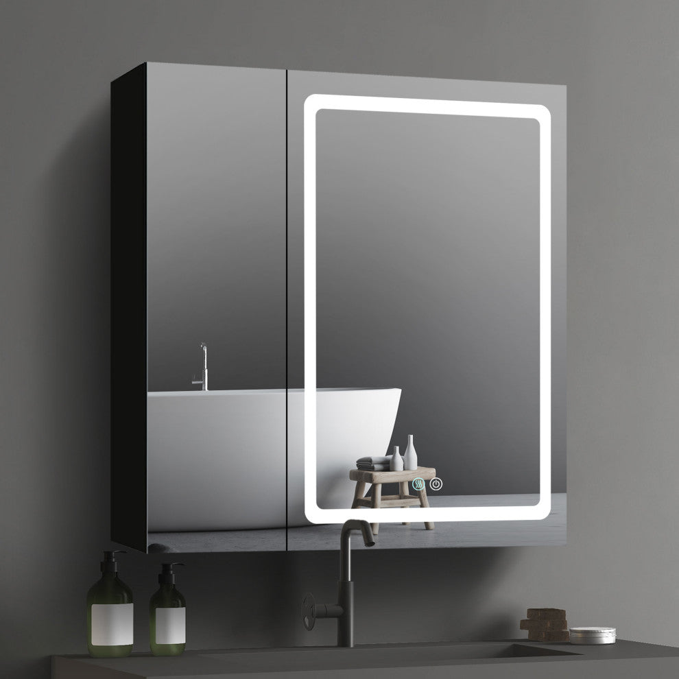 30"x30" Surface Mount Frameless LED Medicine Cabinet With Anti-Fog and Dimmable