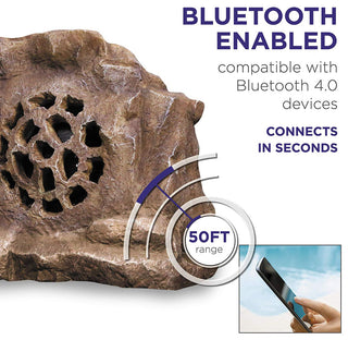 Solar-Powered Outdoor Waterproof Bluetooth Rock Speaker, Brown