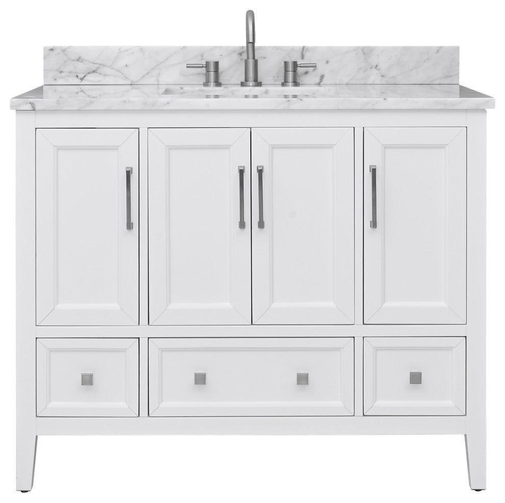 Avanity Everette 42" Vanity Combo in White and Carrara White Marble Top