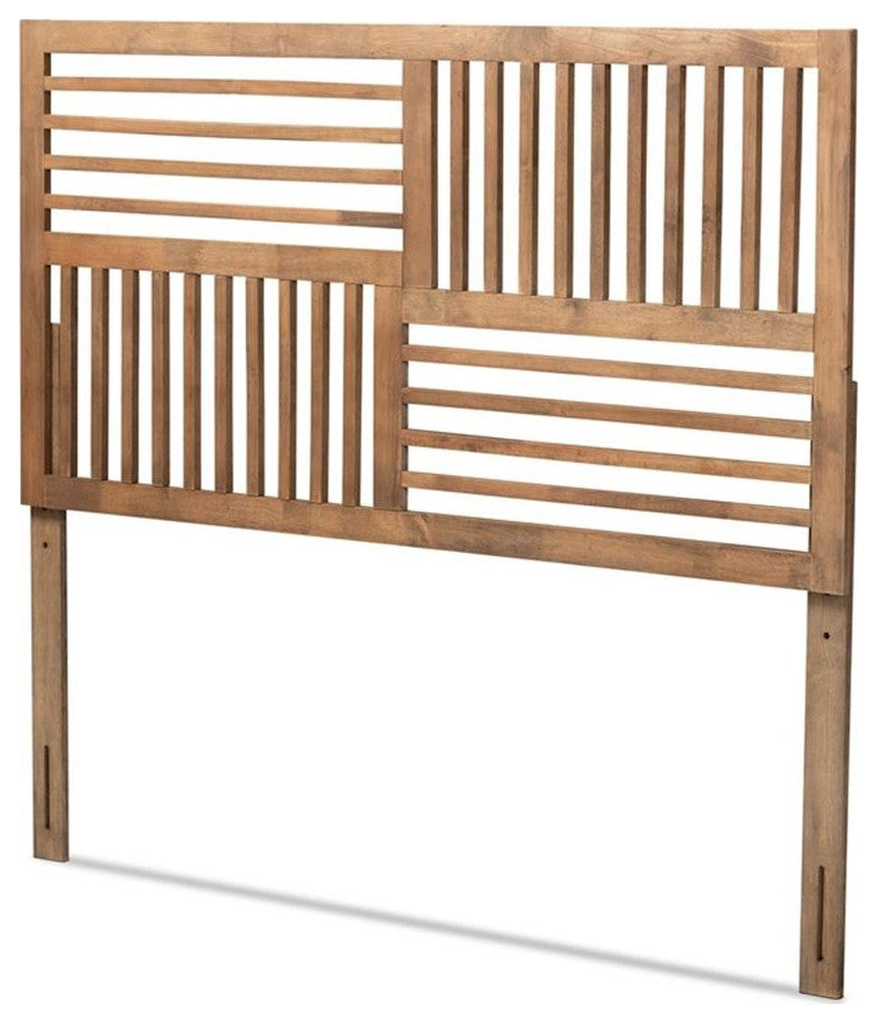 Bowery Hill Modern Rubber Wood Queen Size Headboard in Ash Walnut