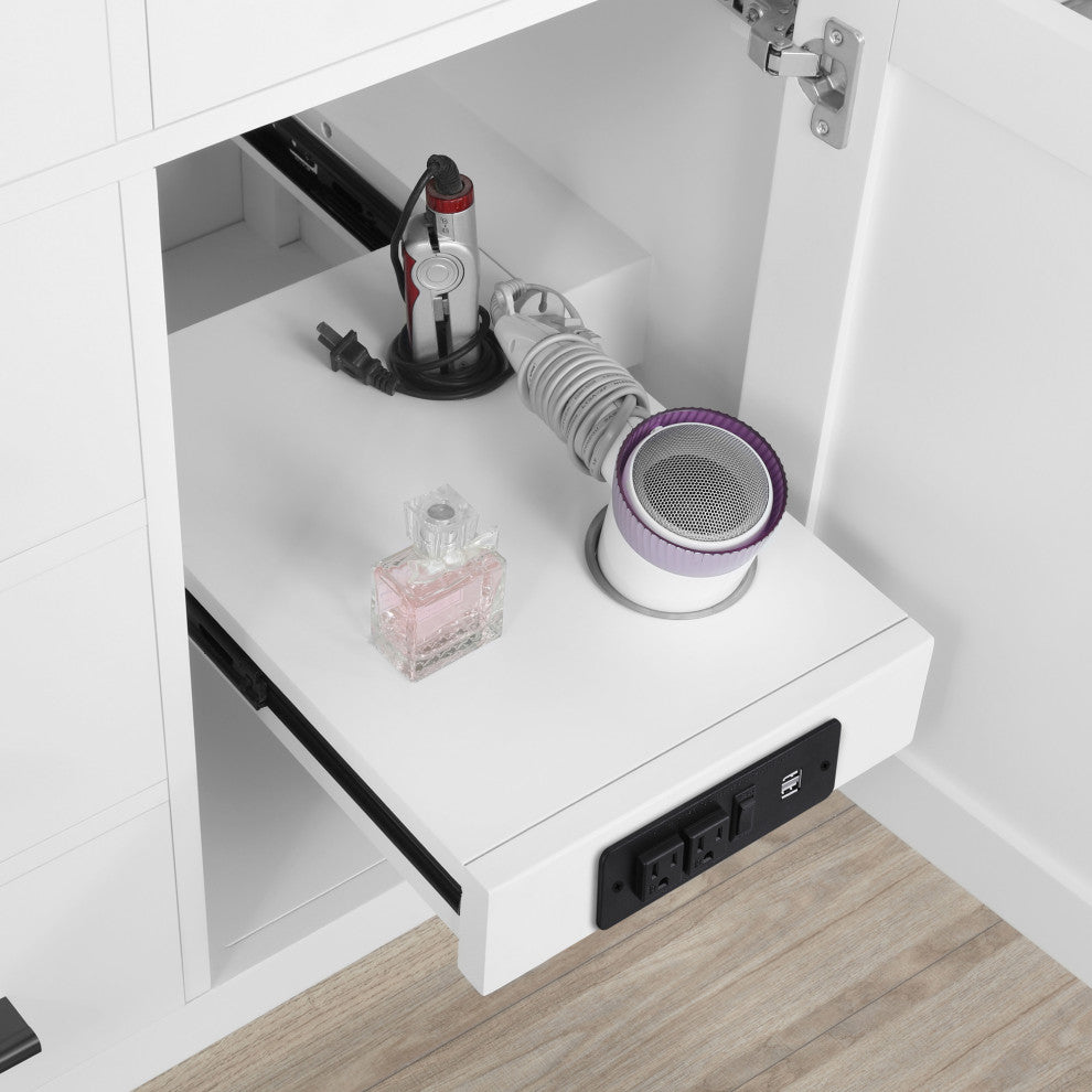 Ove Decors Bailey 48" Single Sink Vanity, White and Nickel Hardware