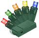 5Mm Conical Battery Operated Multi Colored LEDs 70 Count Light Set On Green Wire