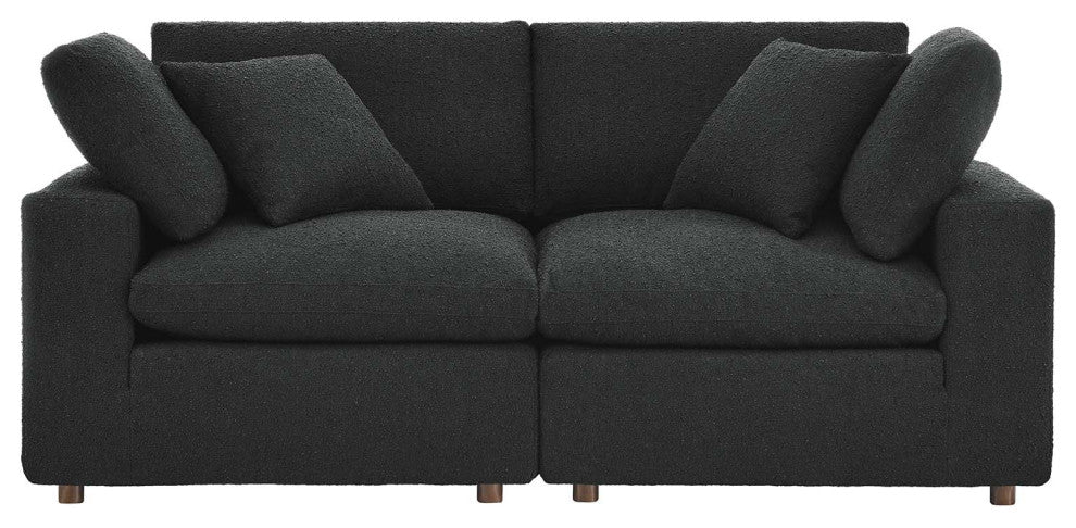 Commix Down Filled Overstuffed Boucle Fabric Loveseat