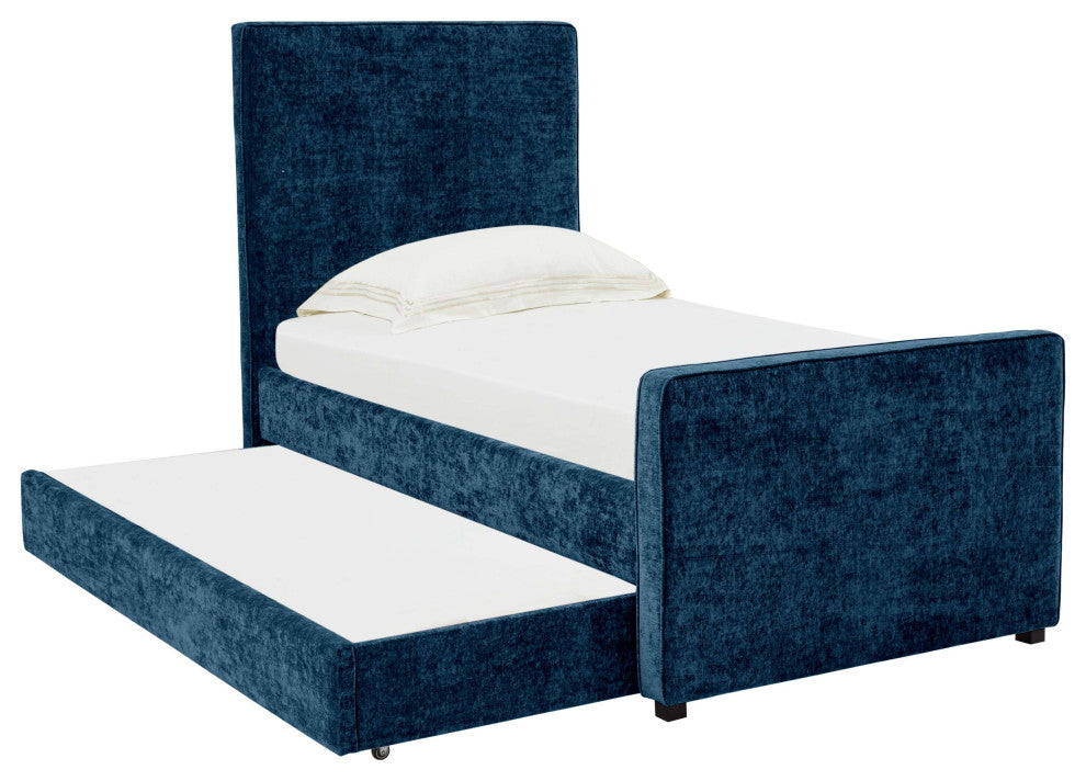 Delilah Navy Textured Velvet Trundle in Twin