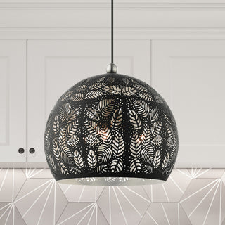 Livex Lighting Chantilly 3 Light Black, Brushed Nickel Accents Medium Pendant