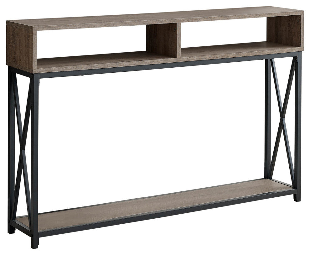 Accent Table Console Entryway Narrow Sofa Metal Laminate Brown Black