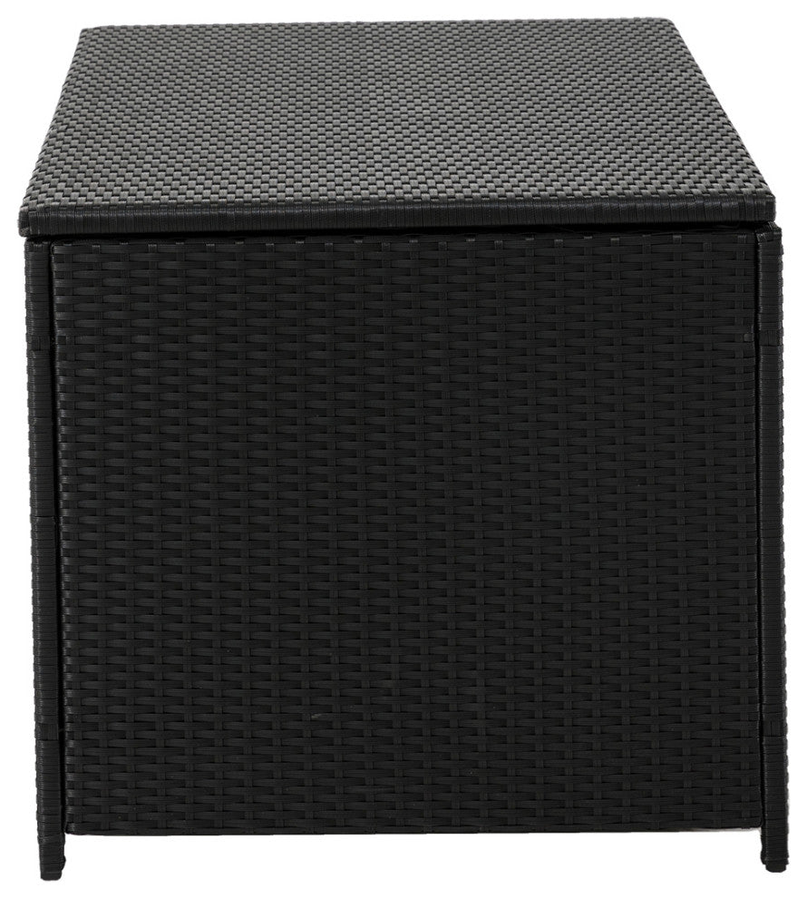 Outdoor Wicker Storage Box, Black