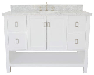 49" Single Vanity, White Finish With White Carrara Top