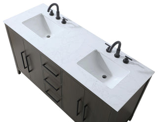 Home Living 60" Double Bathroom Vanity, Mocha Brown