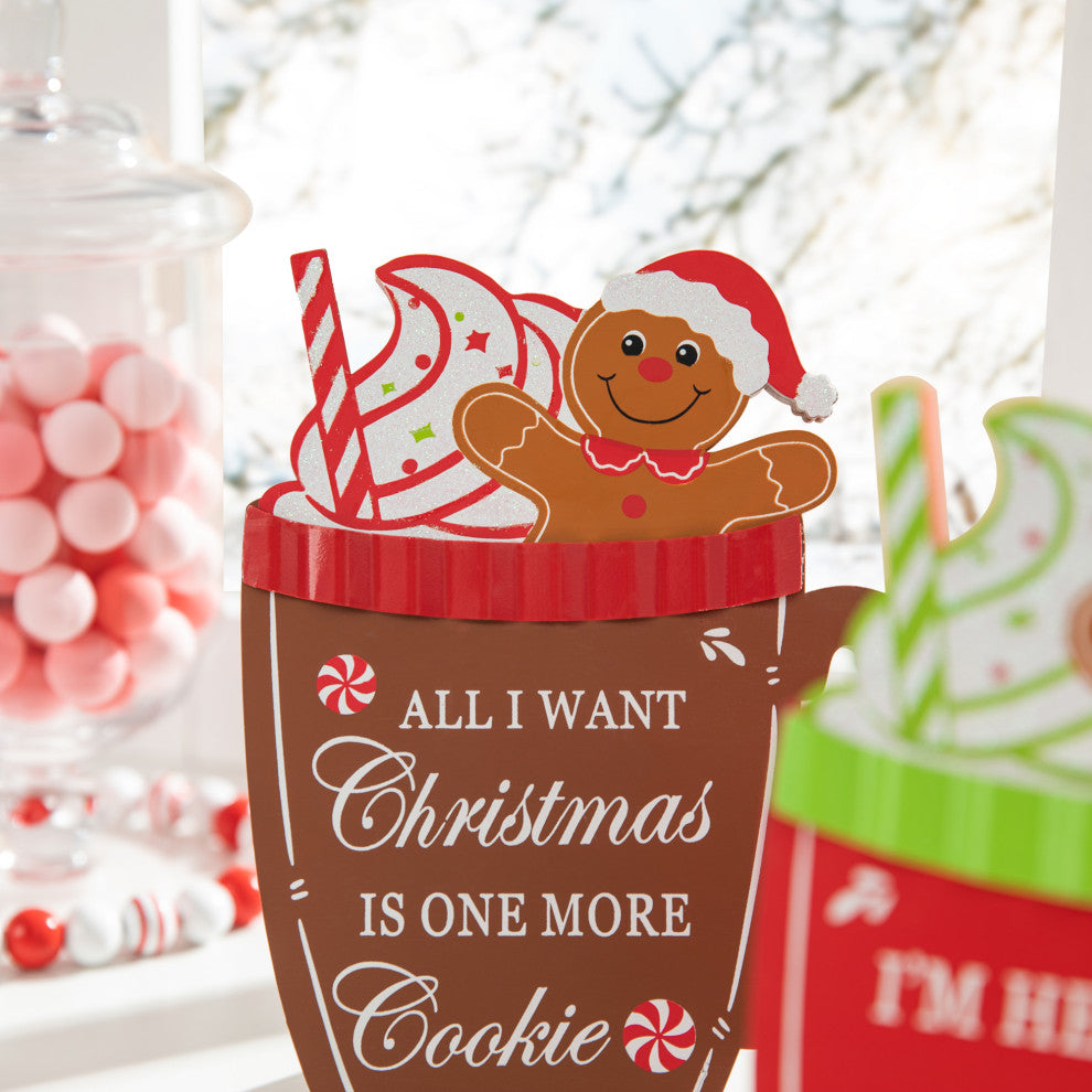 Christmas Gingerbread Man Mug Table Decor, 3-Piece Set