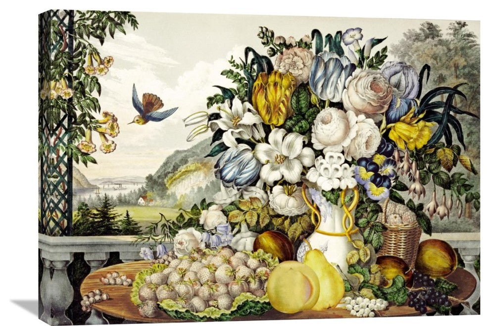 "Landscape, Fruit and Flowers" Artwork, 30" x 21"