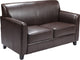 Contemporary Brown Leather Loveseat