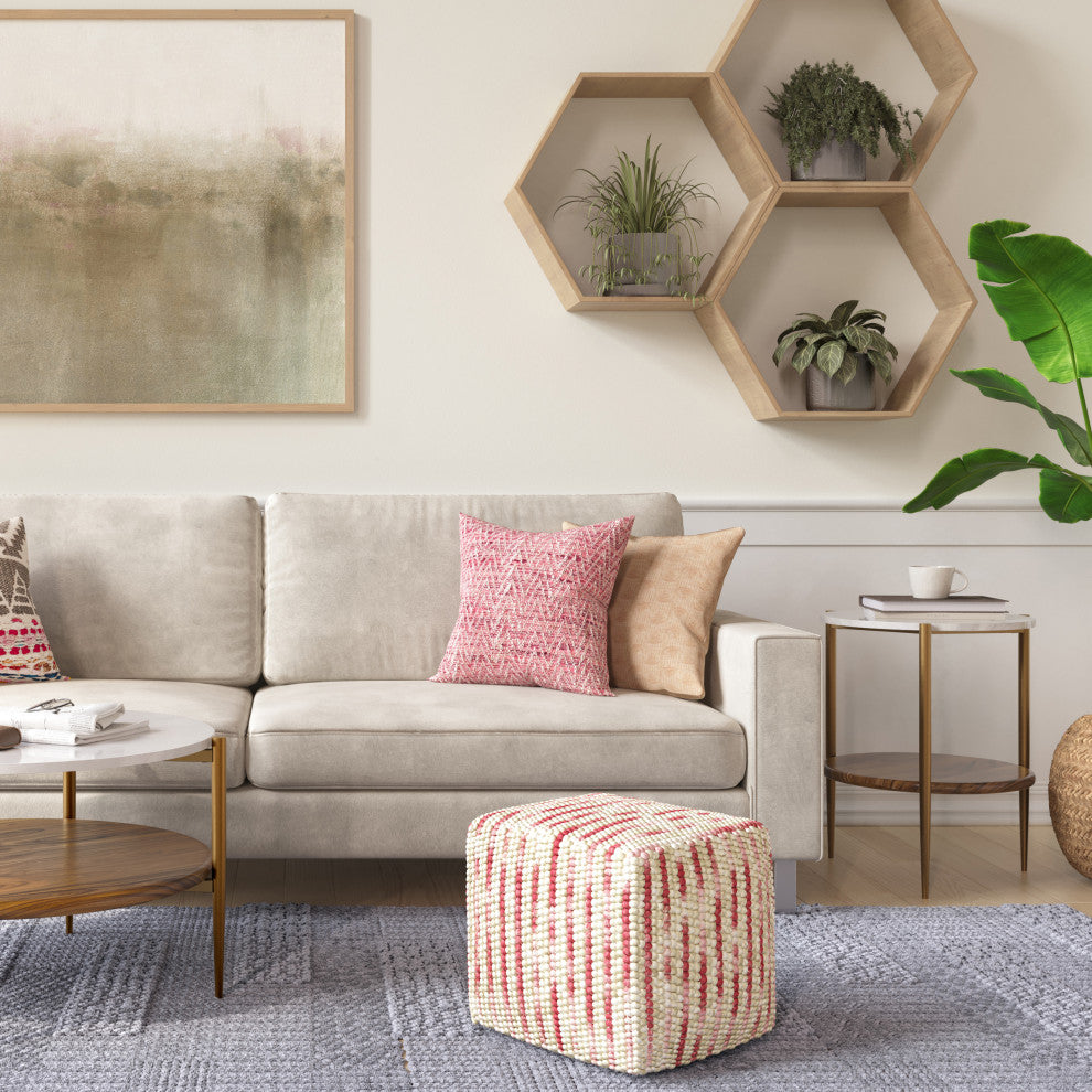 Zoey Woven Cube Pouf
