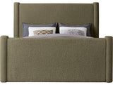 Elias Upholstered Bed, Green, Queen, Boucle Fabric