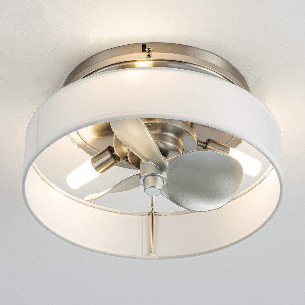 Whose Lamp 12.6-inch Modern Sand Nickel Small Flush Mount Ceiling Fan