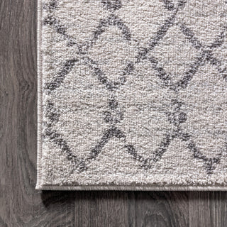 Moroccan HYPE Boho Vintage Diamond Runner Rug, Cream/Gray, 8' Sqaure