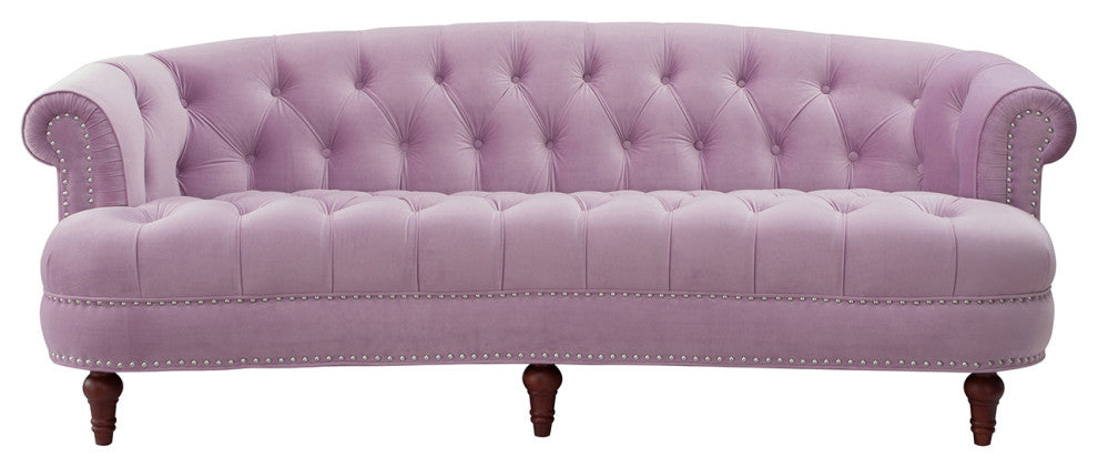 La Rosa Victorian Chesterfield Tufted Sofa, Lavender Velvet