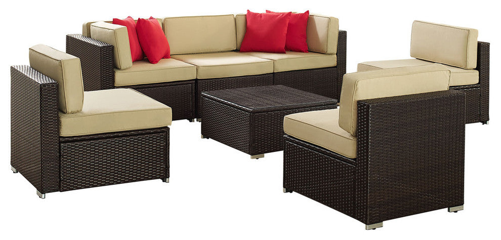 Sea Island 7-Piece Wicker Conversational Set, Brown