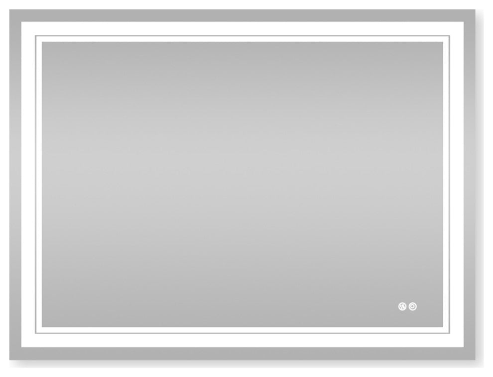 Frameless LED Lighted Bathroom Mirror With Defogger Dimmer, 48"x36"
