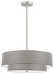 4 Light Incandescent 2 Tier Pendant, Satin Chrome with Grey Shade