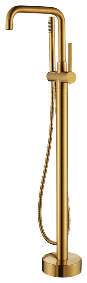 Delara Freestanding Tub Faucet, Hand Shower, Brushed Gold