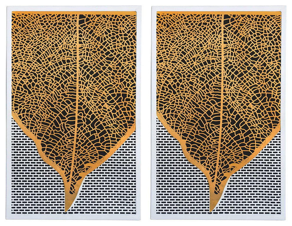 DecorShore Gold Leaf Nature Metal Decorative Wall Art
