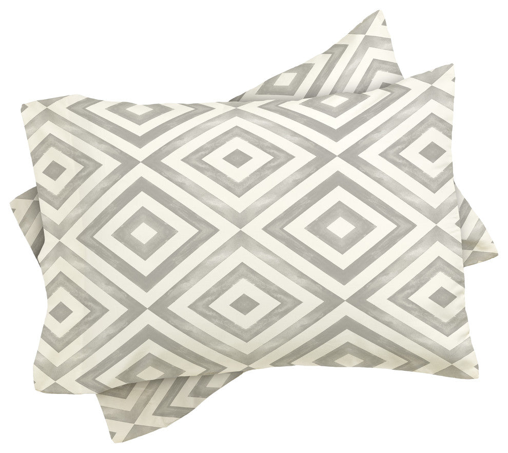 Little Arrow Design Co Watercolor Diamonds, Grey Duvet Cover Set, King
