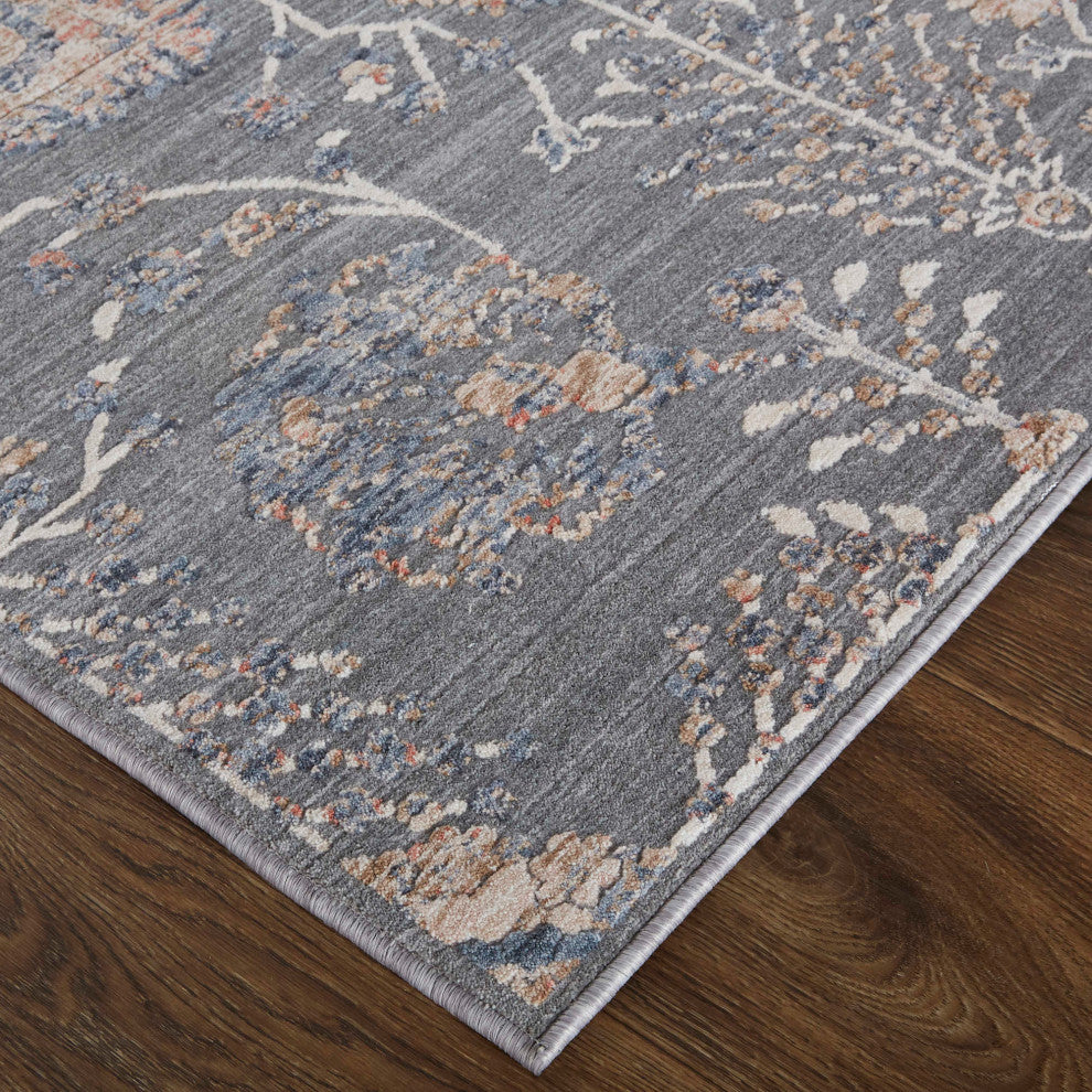 Weave & Wander Sybil Transitional Oriental Style Rug, Charcoal/Biscuit Tan, 9' X