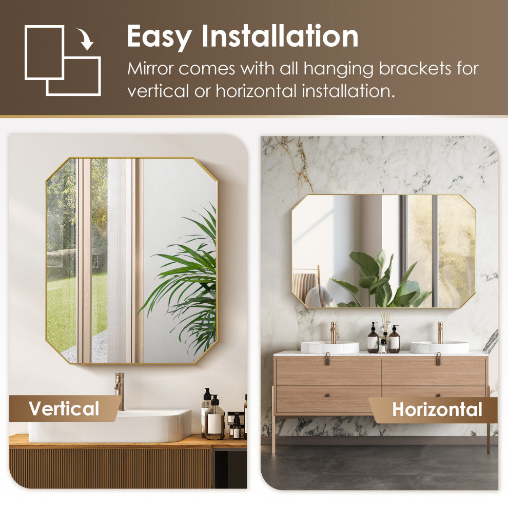 Luma Octogan Frameless LED Bathroom Vanity Mirror, 24"