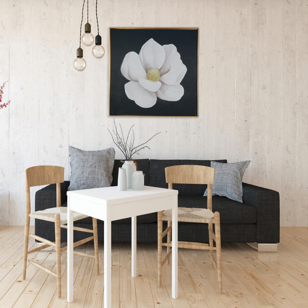 Delicate White Magnolia Flower Framed Canvas Wall Art