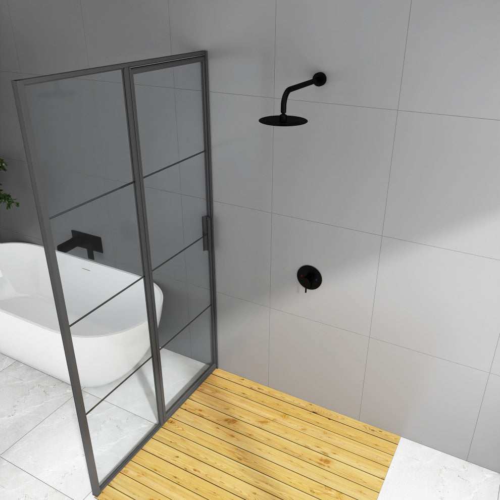 Wall Mount Shower Faucet With Rough-In Valve, Matte Black