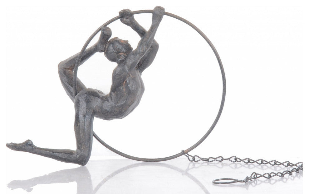 Athletic Man Hanging Ring Sculpture