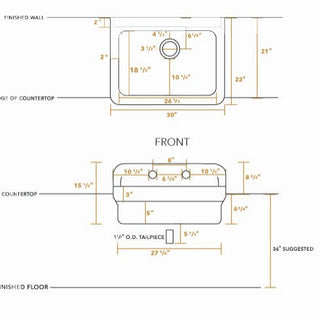 Old Fashioned Country Fireclay Utility Sink With High Backsplash, Black