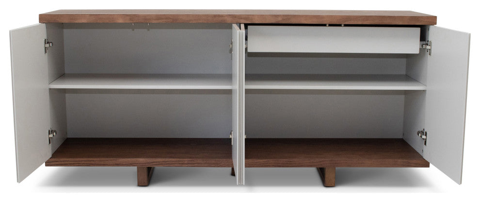 Modern Brazilian, Copany, Buffet, Nogal Frame, Off White