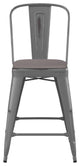 24'' High Indoor Clear Coated Counter Stool, Clear Coated/Gray