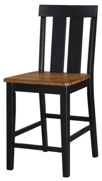 Rubber Wood High Chair, Black & Brown, Set of 2