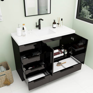 Carla 48" Freestanding Bathroom Vanity, Gloss Black