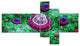 Green Fractal Exotic Planet, Abstract Canvas Art Print, 60"x32", 5 panels