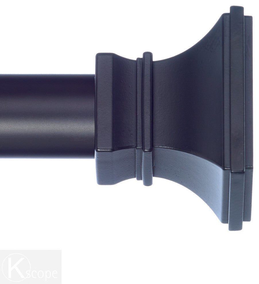 Versailles Non-Telescoping Curtain Rod With Metro Rings, Black, 72
