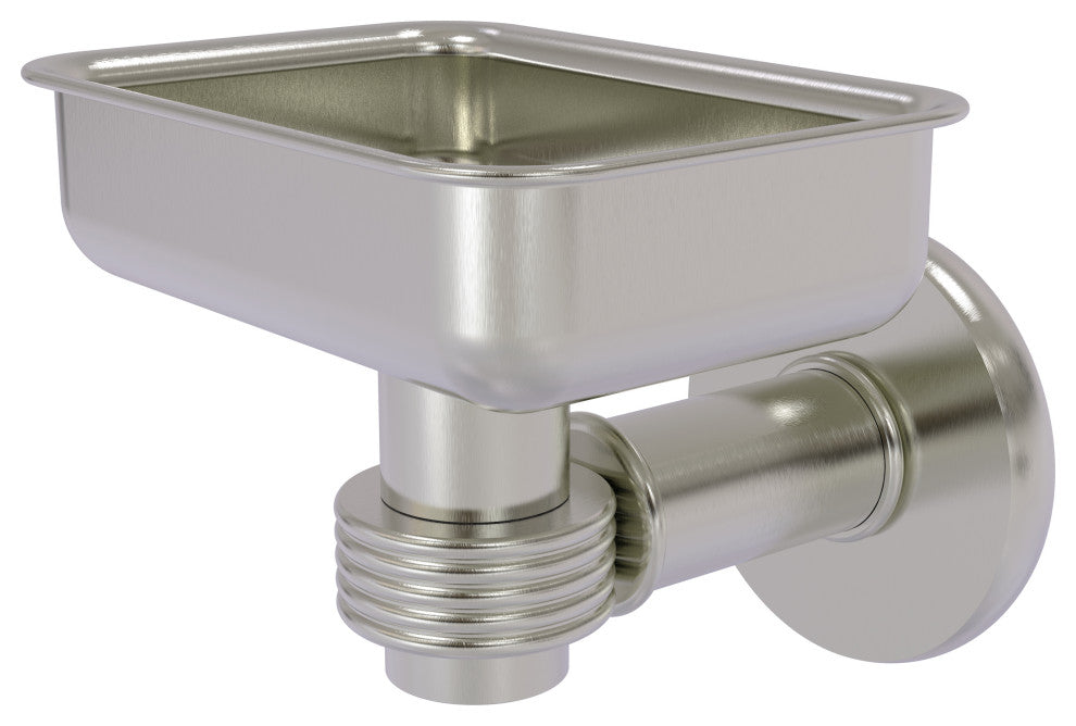 Continental Wall Mount Soap Dish Holder With Groovy Accents, Satin Nickel