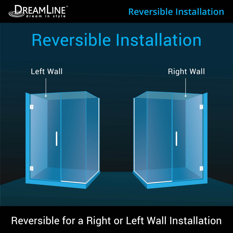 DreamLine Unidoor Plus 58"x34-3/8"x72" Shower Enclosure, Chrome Finish
