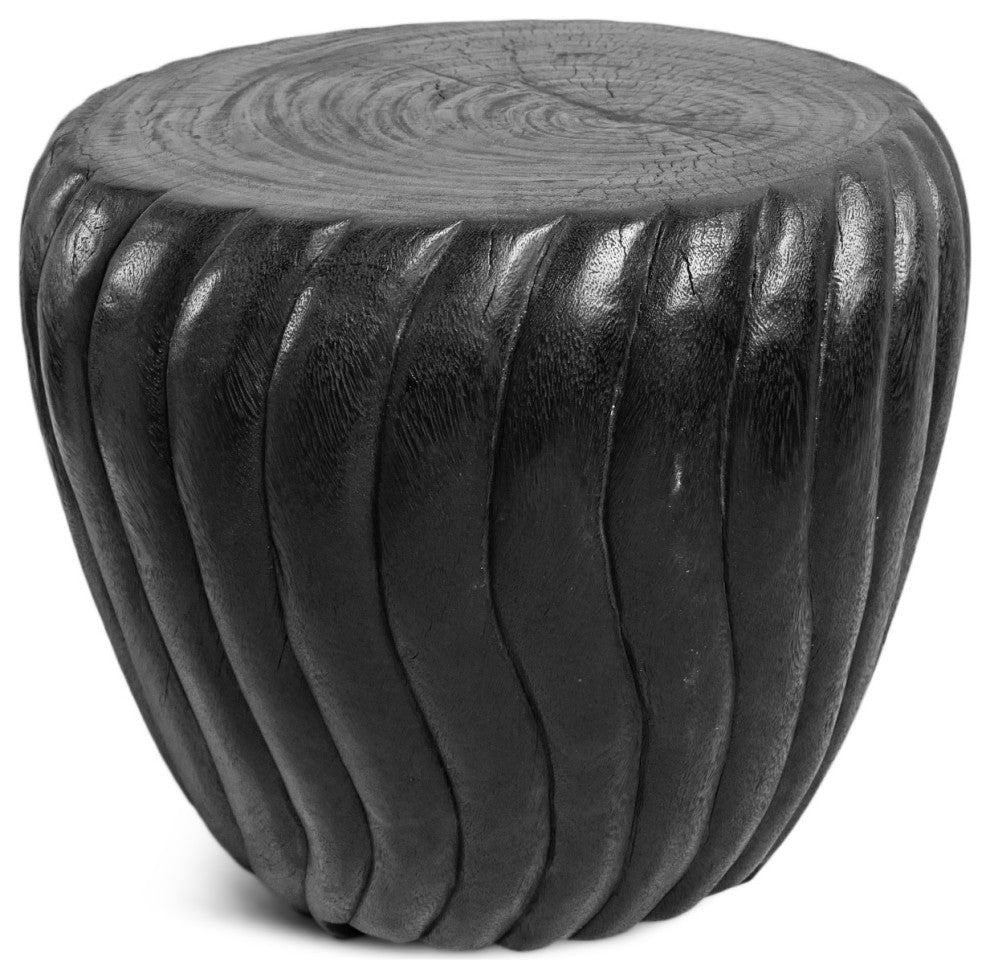 Black Stained Wood Swirl Stool