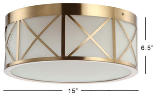 Cadence 15" Drum Metal/Glass Flush Mount, Brass Gold