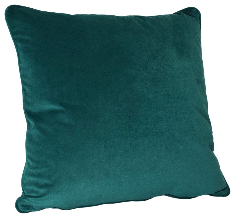 Sonora Plush Velvet 20x20 Square Throw Pillow, Emerald Green