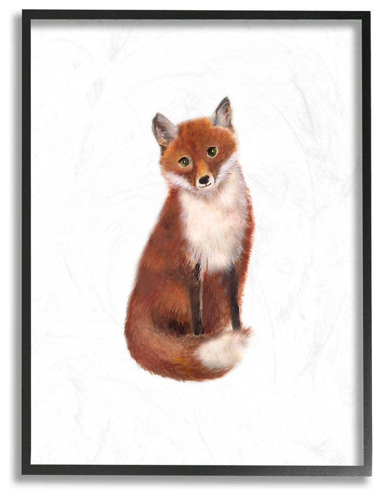 "Red Fox Watercolor" 16x20, Large Framed Giclee Texturized Art