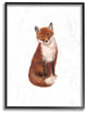 "Red Fox Watercolor" 16x20, Large Framed Giclee Texturized Art